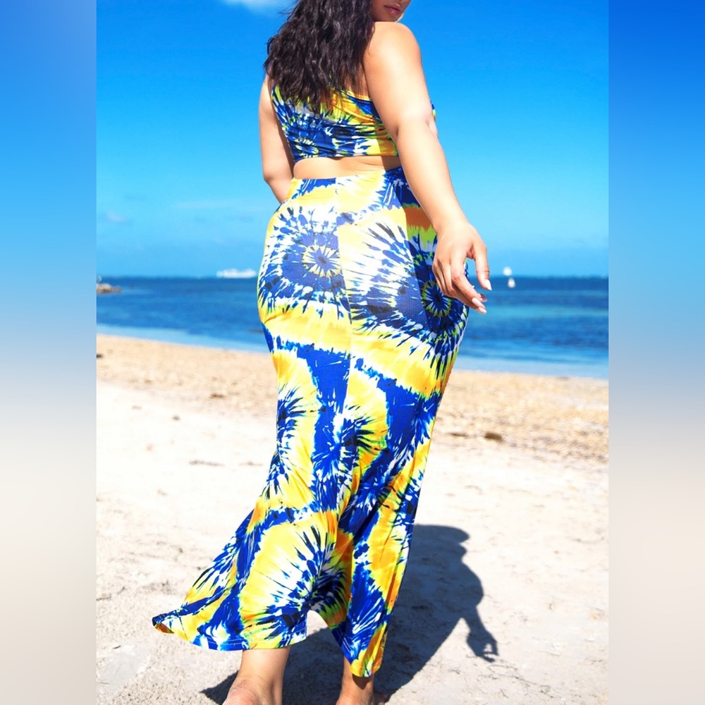 Rebdolls tie dye Mermaid Maxi Dress Size Large